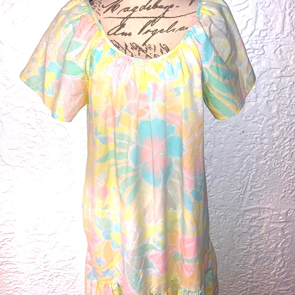🦋Vintage Sweet Soft Pastel Tropical Kawaii Mumuu Dress